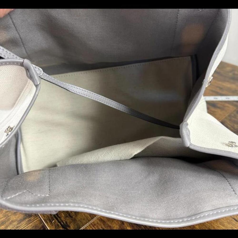Balenciaga Cabas Tote Bag + Pouch in Grey Leather & Ivory Canvas (BAXX190) - Picture 7 of 12